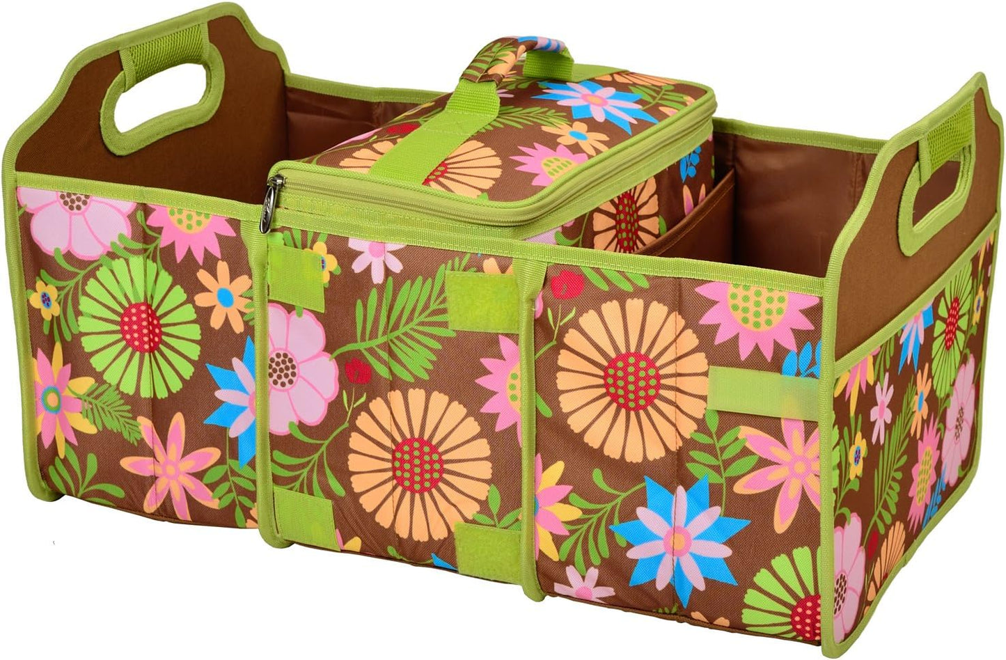 Picnic at Ascot Original Folding Trunk Organizer With Cooler, Red Chevron