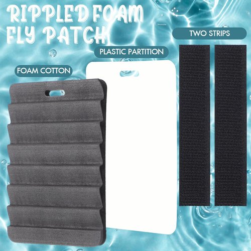 Blueweenly 4 Pcs Fly Fishing Rippled Foam Fly Patch for Vest with Cilp Light Weight Foam Black Fly Patch with Clip for Vest Fishing Tackle Tools Accessories
