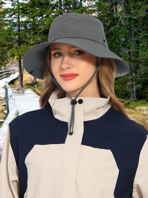 Rulala Fancy Solid Packable Sun Hat for Women and Men Wide Brim Waterproof Beach Bucket Hats UPF 50+ (Gray)