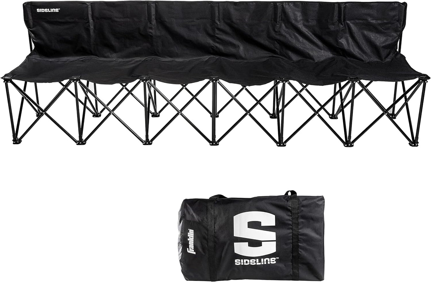 Franklin Sports Sideline Team Bench - Collapsible Sports Bench - Easy Assembly - Pop Up Black, 6 Person