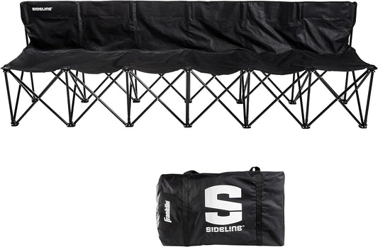 Franklin Sports Sideline Team Bench - Collapsible Sports Bench - Easy Assembly - Pop Up Black, 6 Person