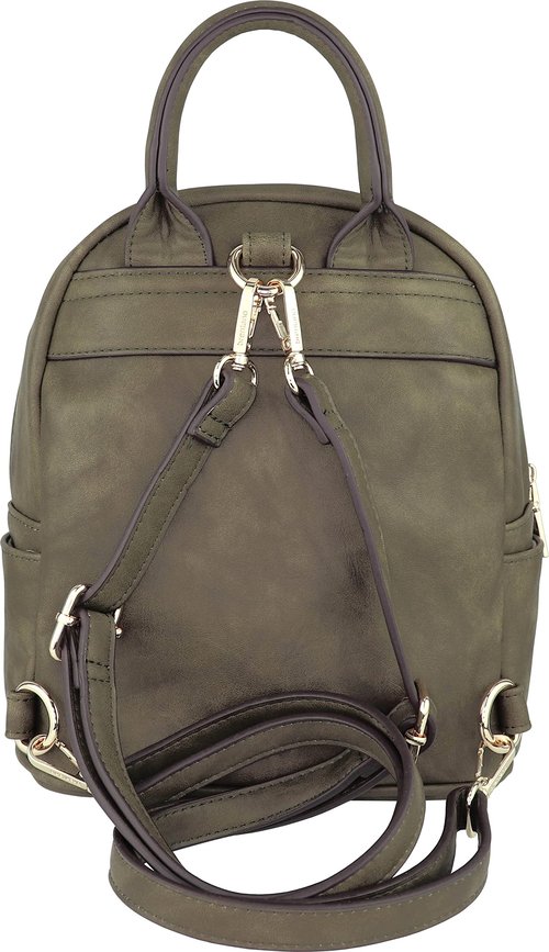B BRENTANO Vegan Studded Mini Daypack with Tassel Accents (Olive)