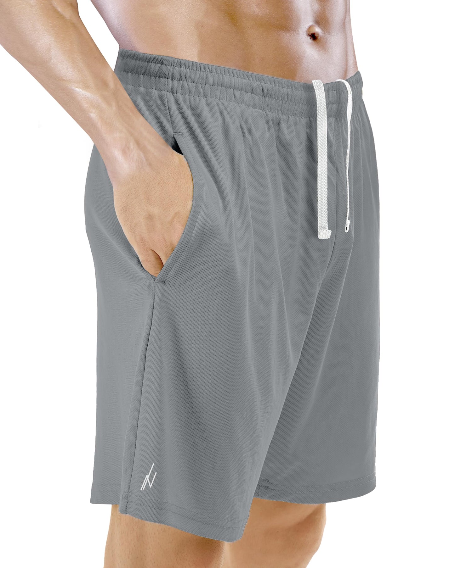 NY Threads 5 Pack Men's Athletic Shorts Quick Dry Loose-Fit Lightweight Running Workout Gym Shorts with Pockets, Medium, Black/Black/Navy/Dark Grey/Medium Grey