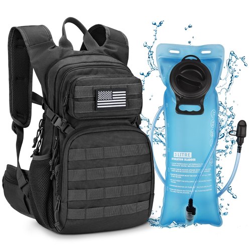 CVLIFE Tactical Hydration Backpack 3L, Lightweight Water Bag Hydration Pack, Hiking Backpack with Water Bladder for Men Women, Heavy Duty Molle Water Backpack for Cycling, Running, Hunting Black