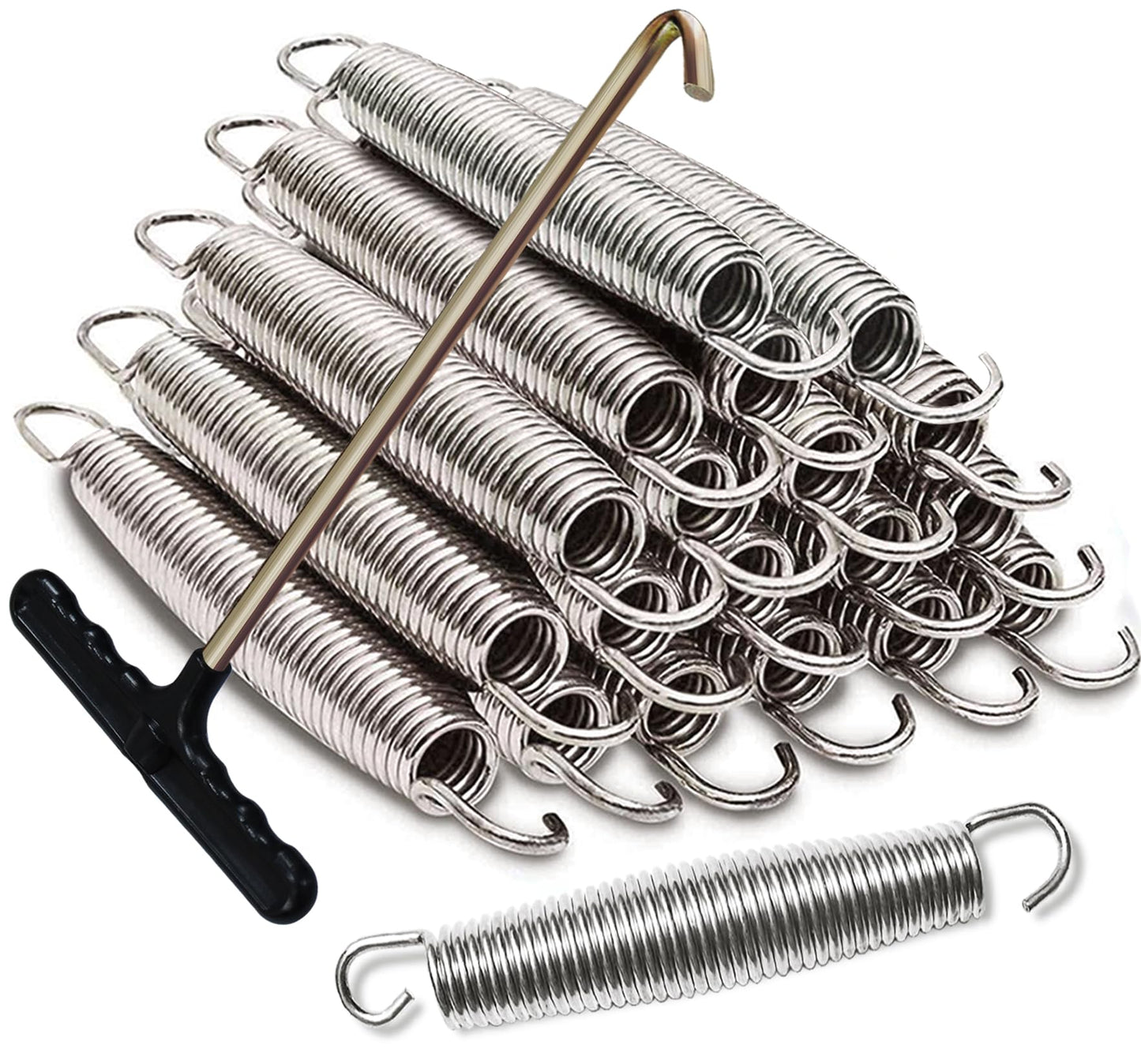 Eurmax USA 20-Pack Trampoline Springs, Premium Galvanized Stainless Steel Replacement Springs with T-Hook, Rust-Resistant & High-Tension for Maximum Safety and Bounce, Superior Strength and Durability