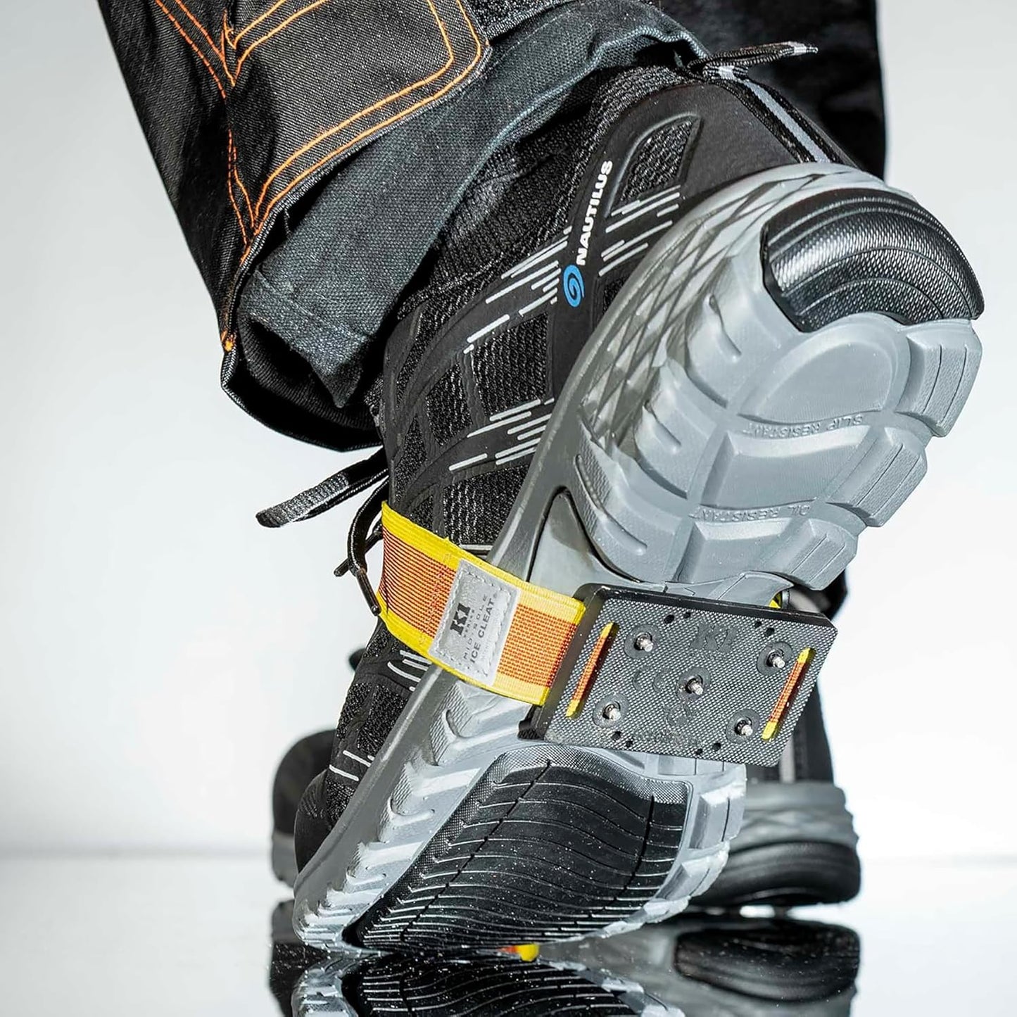 K1 Mid-Sole Ice Cleats for Men & Women - Rotatable Traction Aids For Winter Snow - Hi Vis - Low Profile
