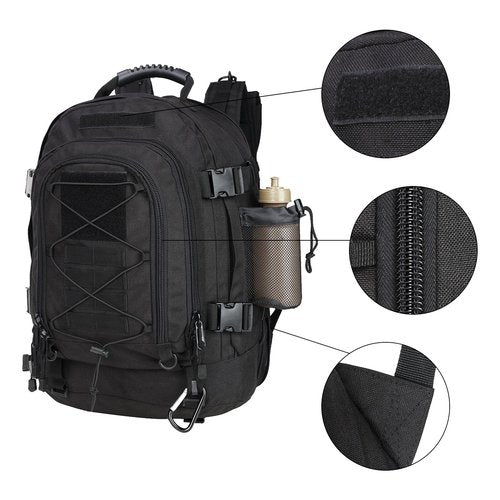 ZSearARMY Large Tactical Backpack for Men Military Backpack with DIY System for Travel, Work,Camping,Hunting,Hiking,Sports (BLACK)