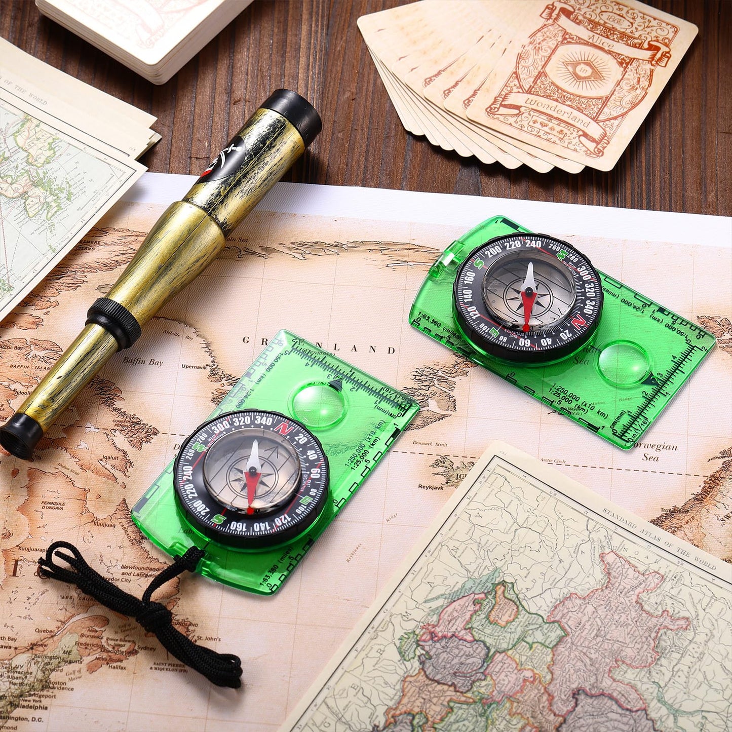 Geiserailie 20 Pcs Acrylic Orienteering Hiking Compass Navigation Backpacking Professional Compass Children Boy Map Reading for Survival Outdoor Exploring, Green