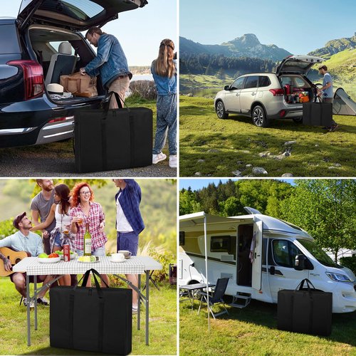 SIRUITON Folding Table Storage Bag, Portable 600D WaterProof Carry Bag for Folding Picnic/Camp Tables with Reinforcing Plate & Shoulder Strap, 48" D x 30" W x4.7 H Fits 8FT Folding Tables（bag only）