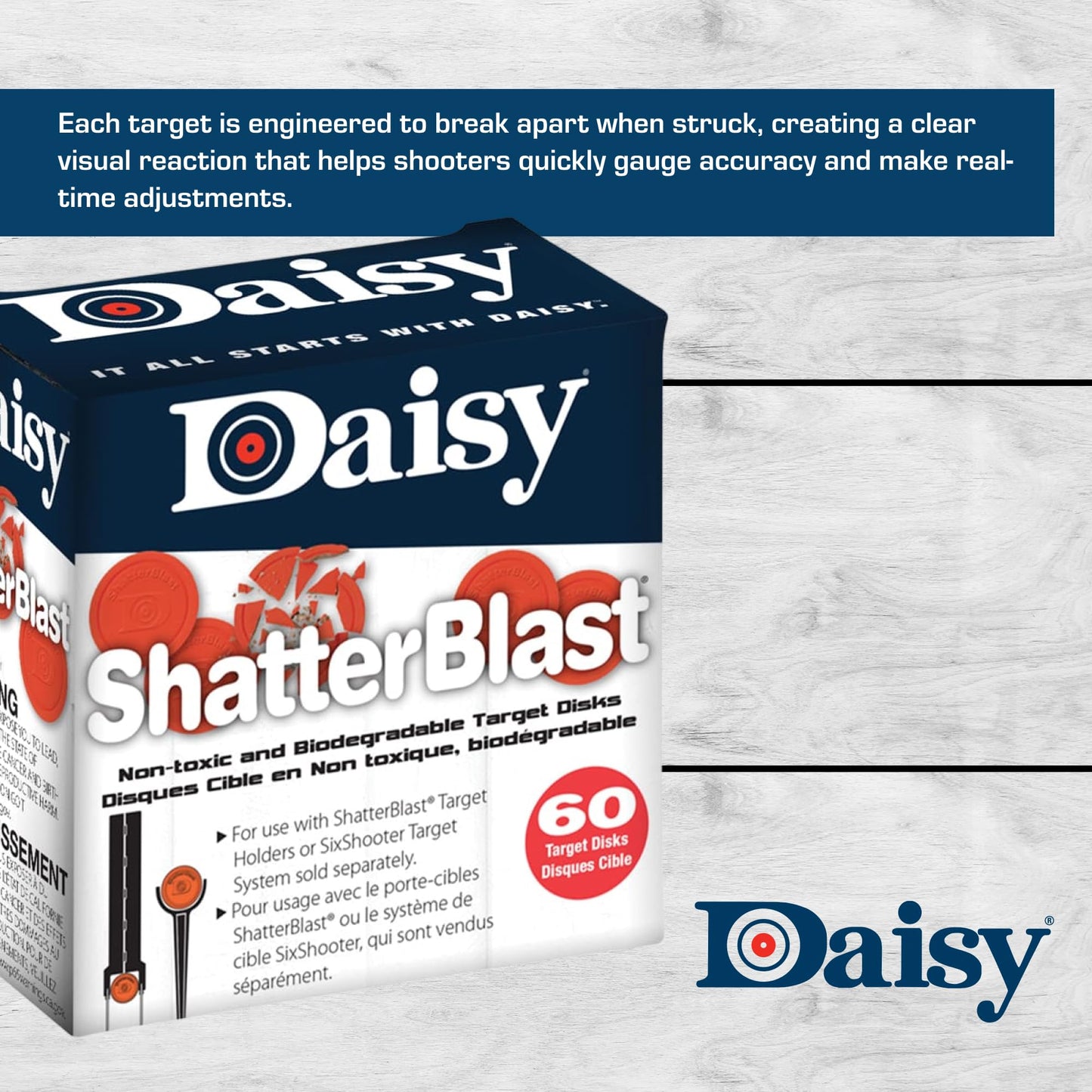 Daisy, Shatterblast Refill Disks, 60 Pack, Daisy's Shatterblast Breakable Targets are Interactive Hunter Orange, Non-Toxic