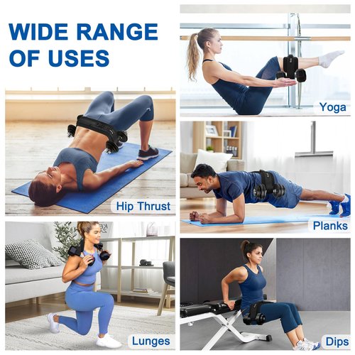 Bosaen Hip Thrust Belt, Hip Thrust Belt for Dumbbells Heavy, Booty Belt with 6.5mm Thick Non-slip Padding & Stronger Load-Bearing, Hip Thrust Band for Gym or Home Workouts, Dumbbells, Kettlebells, Plates