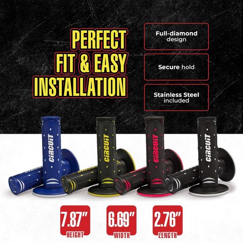 CIRCUIT EQUIPMENT - Jupiter Motorcycle Handlebar Grips Jupiter - Non-Slip Rubber Grips with Italian Full-Diamond - Enhances Safety and Durability