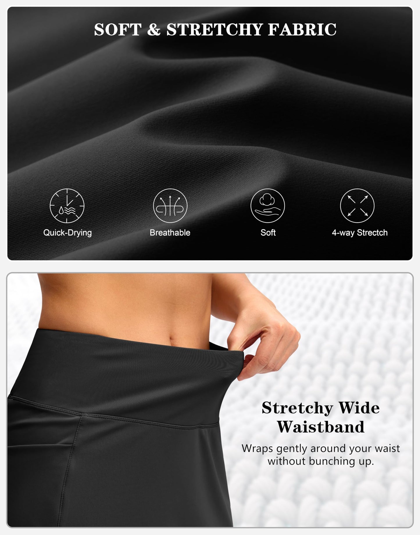 G Gradual Women's Golf Skirts Skort 4 Side Pockets High Waisted Stretchy Tennis Skirt with Short Athletic Casual (Black, L)