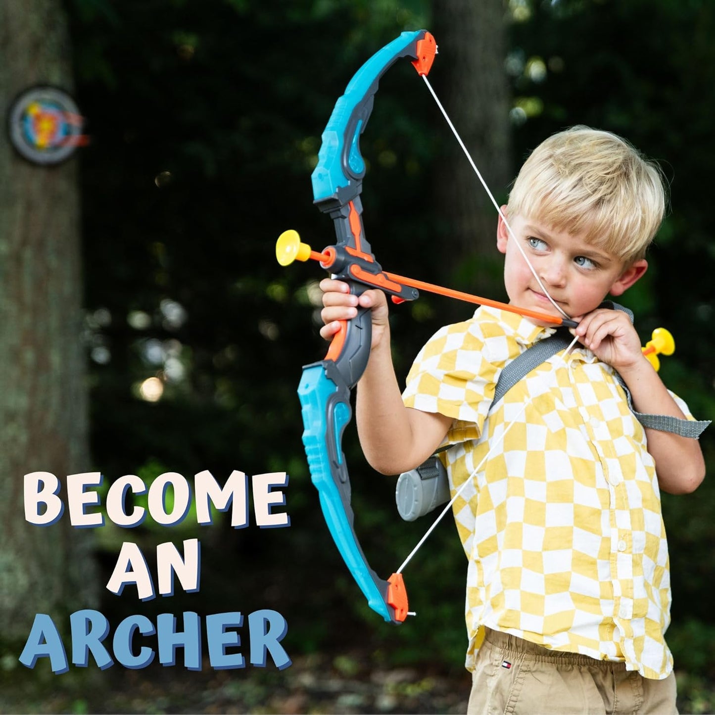 ToyVelt Kids Bow and Arrow Set - Light-Up Archery Set with 6 Suction Arrows, Target and Quiver - Outdoor and Indoor Toy for Boys and Girls Ages 4-12 (Green)