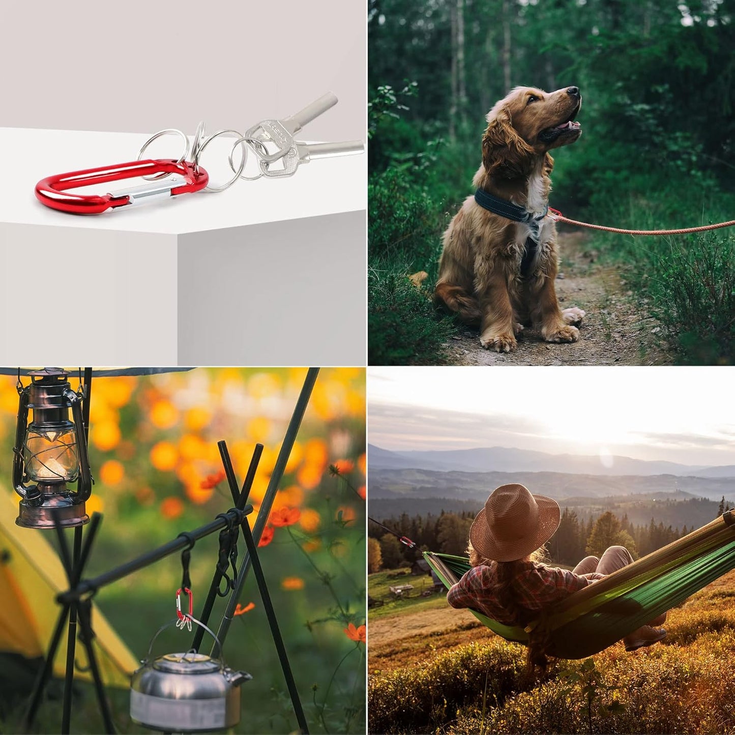 uxcell D Ring Carabiners Clip, Metal Spring Snap Hook with 3 Key Ring, Locking Keychain Snap Ring for Loaded Gate, 3.5 Inch Quick Link for Outdoor Hiking Fishing Traveling, Large 1PCS Red