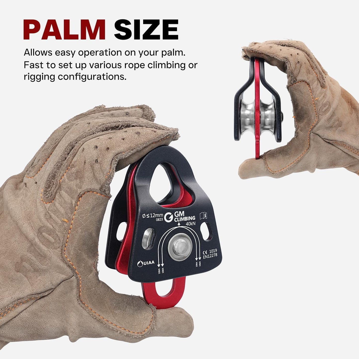 GM CLIMBING 40kN Micro Double Pulley Prusik Minding Ball Bearing UIAA CE for Progress Capture System Rigging Hauling Rescue Arborist Tree Climbing