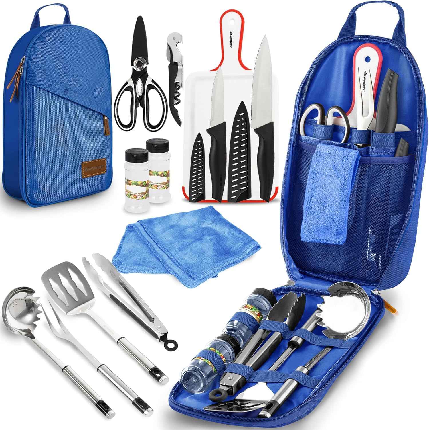 Portable Camp Kitchen Utensil Set - Compact BBQ Accessories & Travel Organizer for Hiking & Backpacking