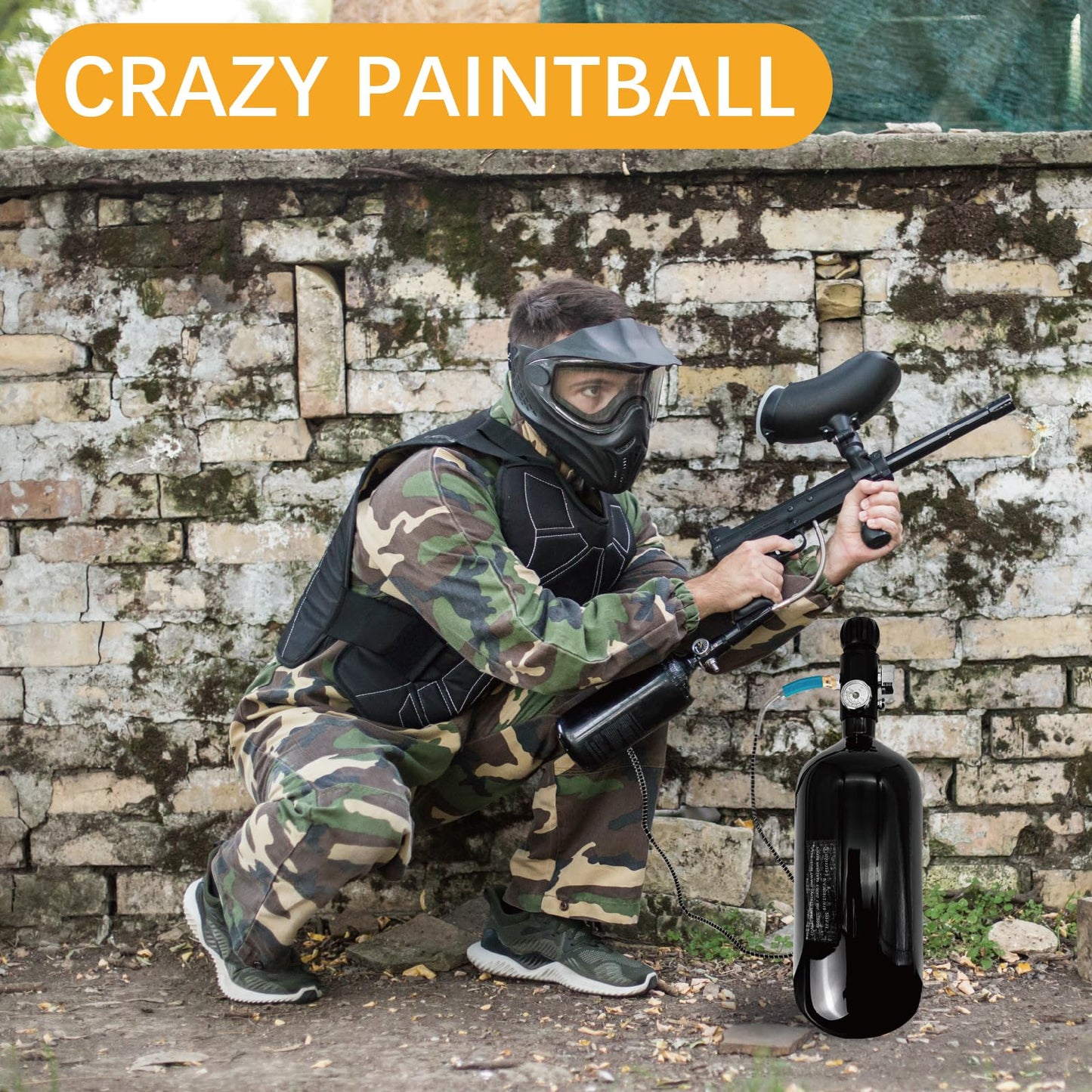 Orcair Discounted DOT 98ci/1.6L Carbon Fiber Tank with Dual Gauge Valve,PCP Tank 4500 psi,Complete PCP Airgun Charging System Lightweight Paintball Fill Station