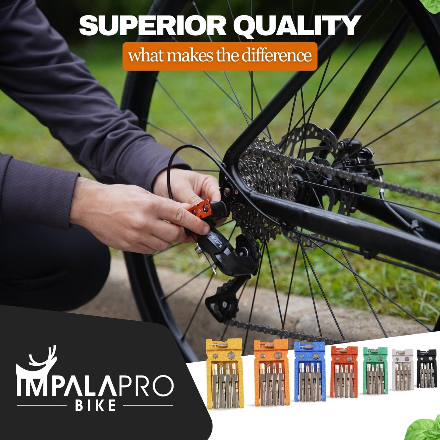 IMPALAPRO Bike Tool Kit Portable 20 in 1 Compact and Lightweight (117.5g) Chrome-Vanadium (CRV) - Bike Multitool with Chain Breaker - MTB Multitool - Bike Repair Tools (Orange)