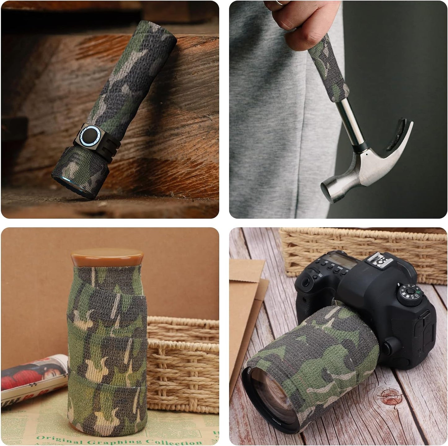 Camo Tape Wrap | Self-Adhesive Camouflage Bandage for Outdoor Sports | 2/3in x 14.76ft