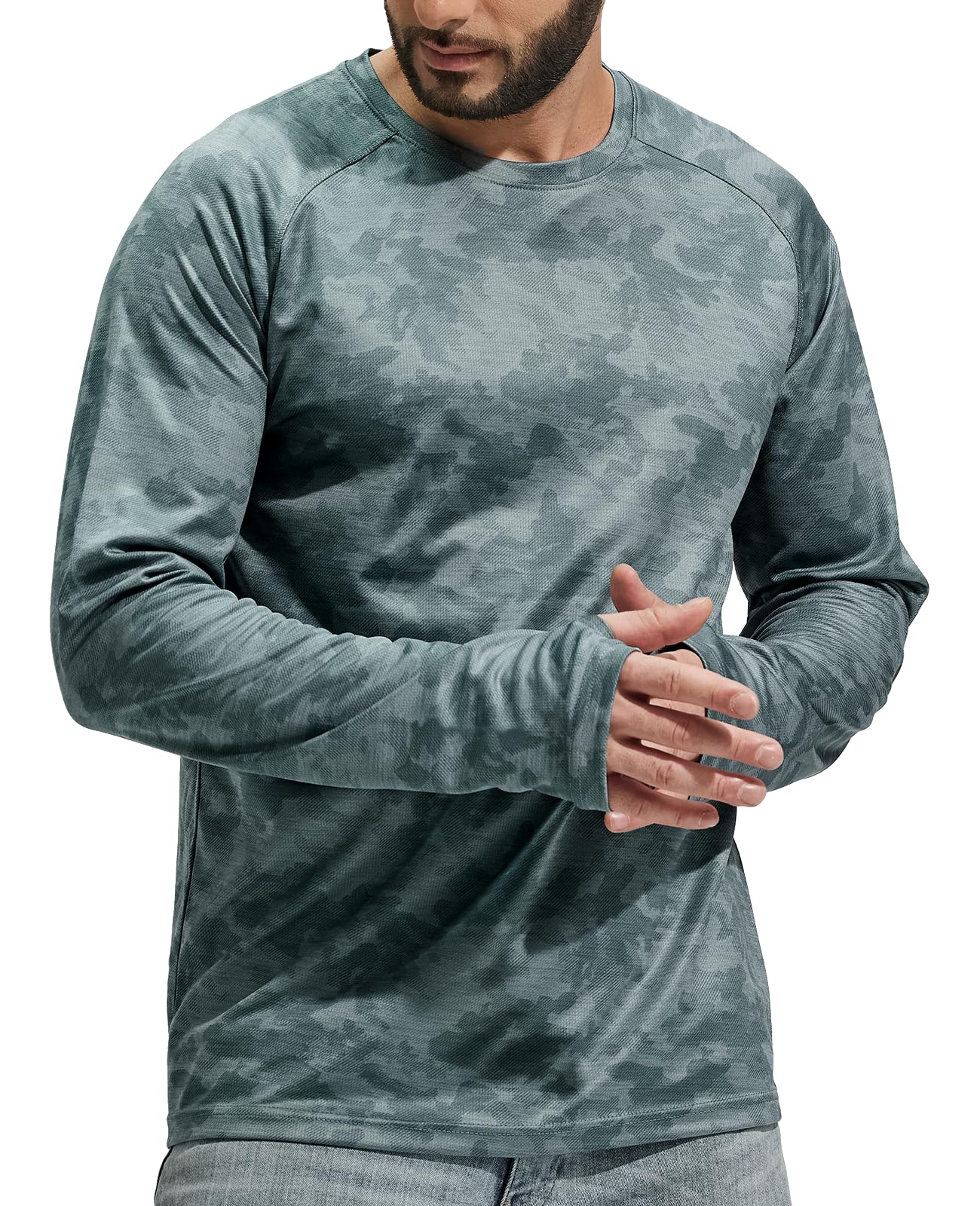 Men's UPF 50+ Long Sleeve Shirts UV Sun Protection Athletic Shirts for Hiking Fishing Running Rash Guard, Green, L