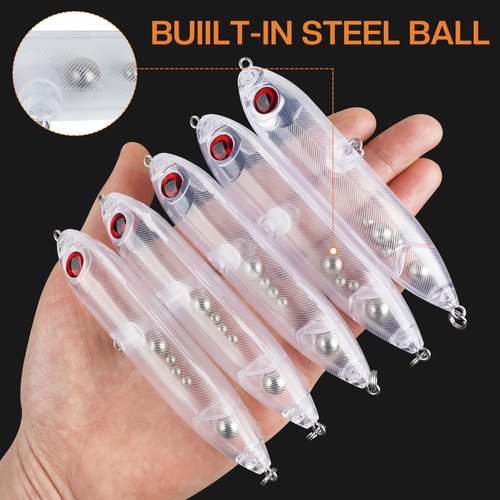 Catfish Rattling Line Float Lure for Catfishing Catfish Spook Rattle/Floats Dragon Style Peg Floats for Santee Rig Fishing 10/20 Pack Clear Unpainted Blank