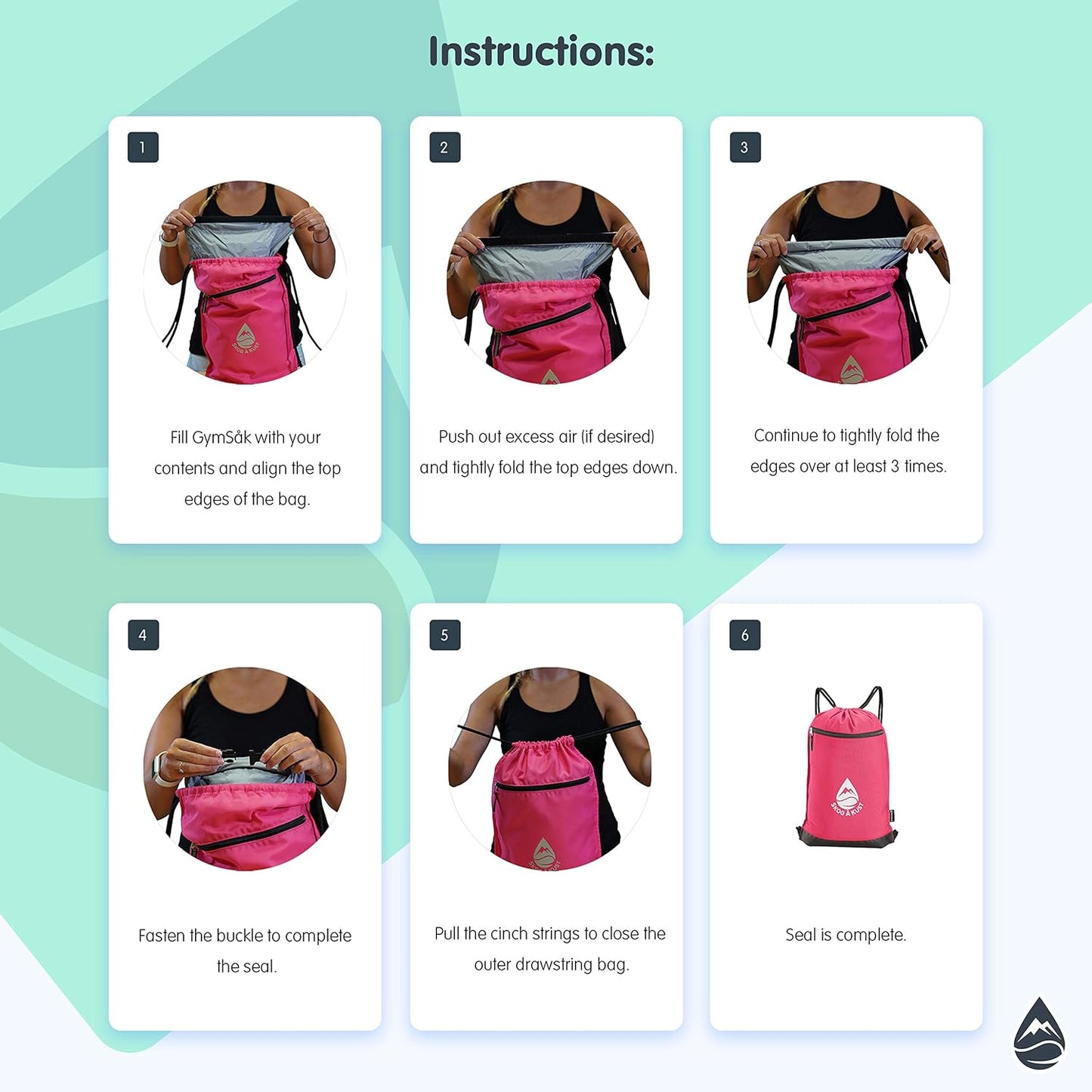 Skog Å Kust GymSak | Patented 2-in-1 Drawstring Cinch Bag with Removable Waterproof Dry Bag | Red