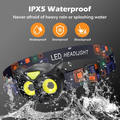 Lsnisni Kids Headlamp 2 Pack,LED Head Lamp with 4 Modes,IPX5 Waterproof Head Lights for Forehead,Head Flashlight for Adults and Kids Outdoor Camping Hiking Running,6 AAA Batteries Included