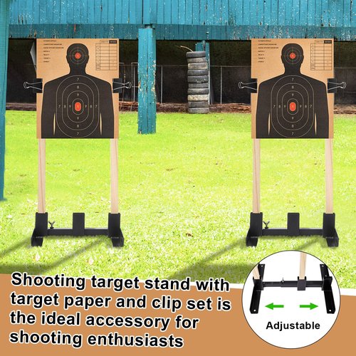 Shappy 30 Pcs Shooting Targets Stand 2 Adjustable Stand Base with 20 Paper Shooting Target Cardboard Silhouette 8 Large 2.4 Inch Binder Clips for Rifle Gun Pistol Practice
