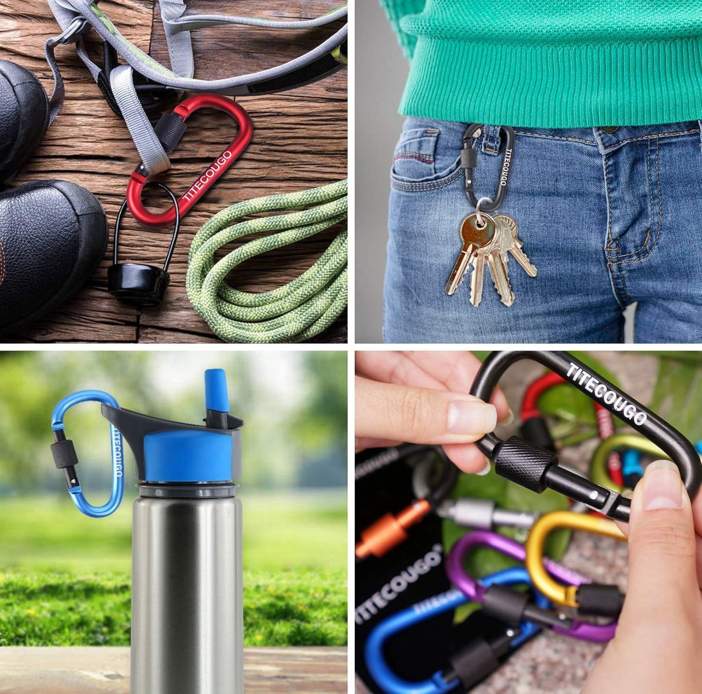 TITECOUGO Aluminum Alloy D-Ring Carabiner Key Chain Clip Hook for Camping Hiking Backpacking Outdoor Not for Climbing