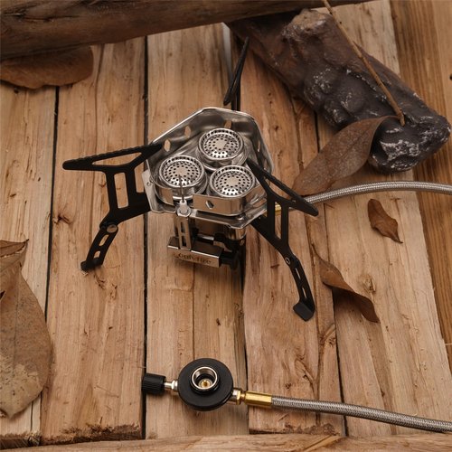 ONLYFIRE Portable Camping Gas Stove 6800W, Small Backpacking Stove with Piezo Ignition, Propane Adapter, Mini Camp Stove with Carry Bag for Outdoor Cooking, Picnic, Camping and Hiking, GS334