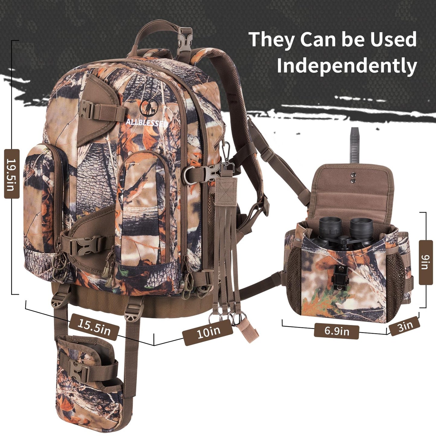 ALLBLESSED Waterproof Hunting Backpack with Binocular Harness Chest Pack for Gun and Bow Holder duck hunting accessories