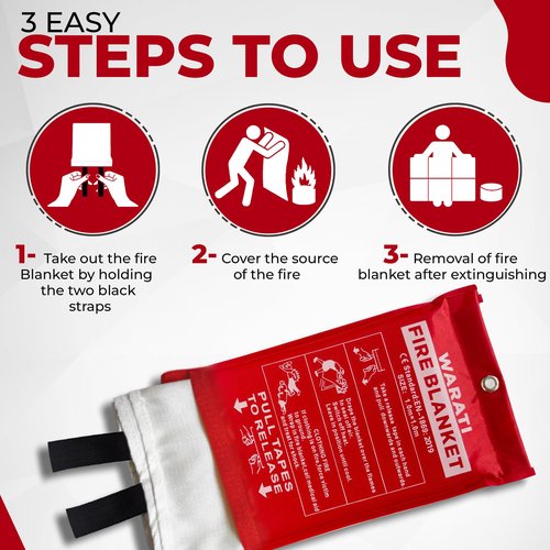 [Pack of 2] Fire Blanket w/ 2 Hooks –Reusable, Flame-Retardant, Tear-Resistant Safety Cover –Capable of withstanding Upto 1076°F (580°C) - Heavy-Duty fire Blankets Emergency for Home,Car - Outdoor