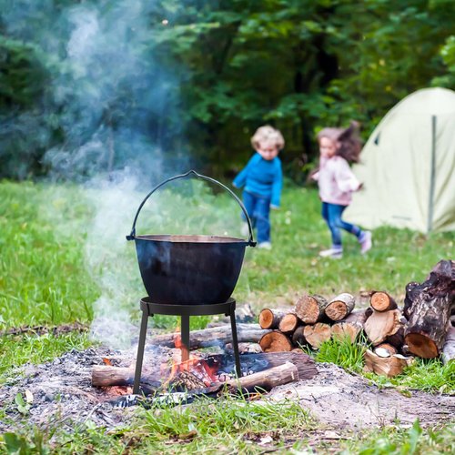Elsjoy Campfire Tripod, Folding Camping Tripod Grill Open Fire Cooking Stand, Heavy-Duty Tripod Stand for Cast Iron Dutch Oven, Campfire Cooking
