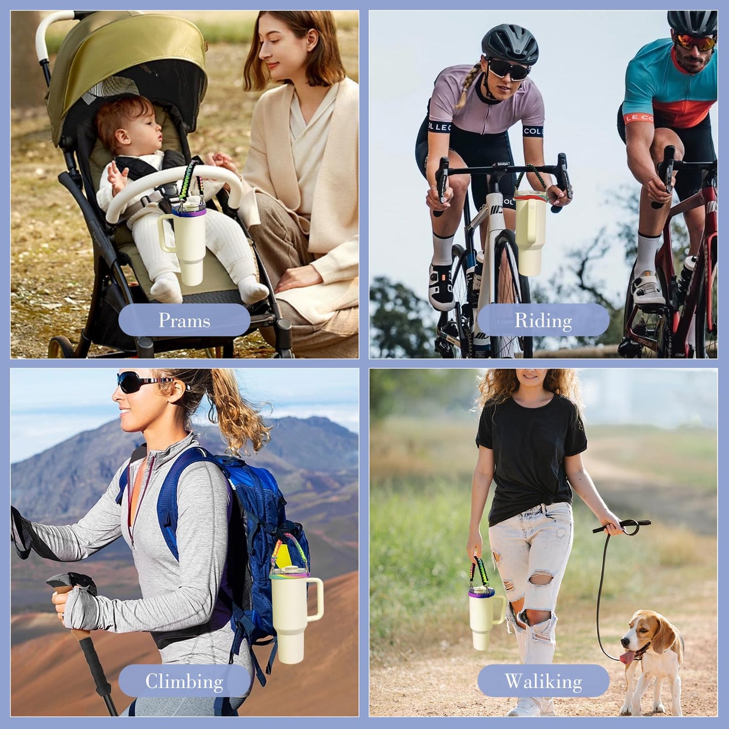 ALOOF Water Bottle Hand Strap, Silicone and Paracord Water Bottle Carrier, Sturdy Sling with Strap, Fits Most 8-40oz Water Bottles, Compatible for Stanley Cup Accessories-DarkGreen