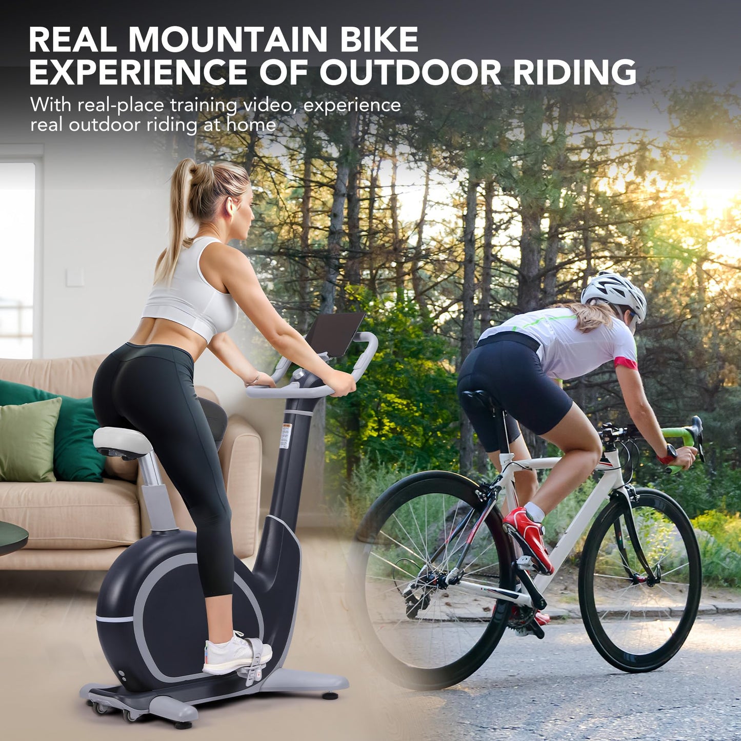 GarveeLife Exercise Bike, Programmable 36 Levels Magnetic Resistance Exercise Bike with 350 Lbs Weight Capacity, Smart Indoor Cycling Bike for Cardio Workout and Cycle Training