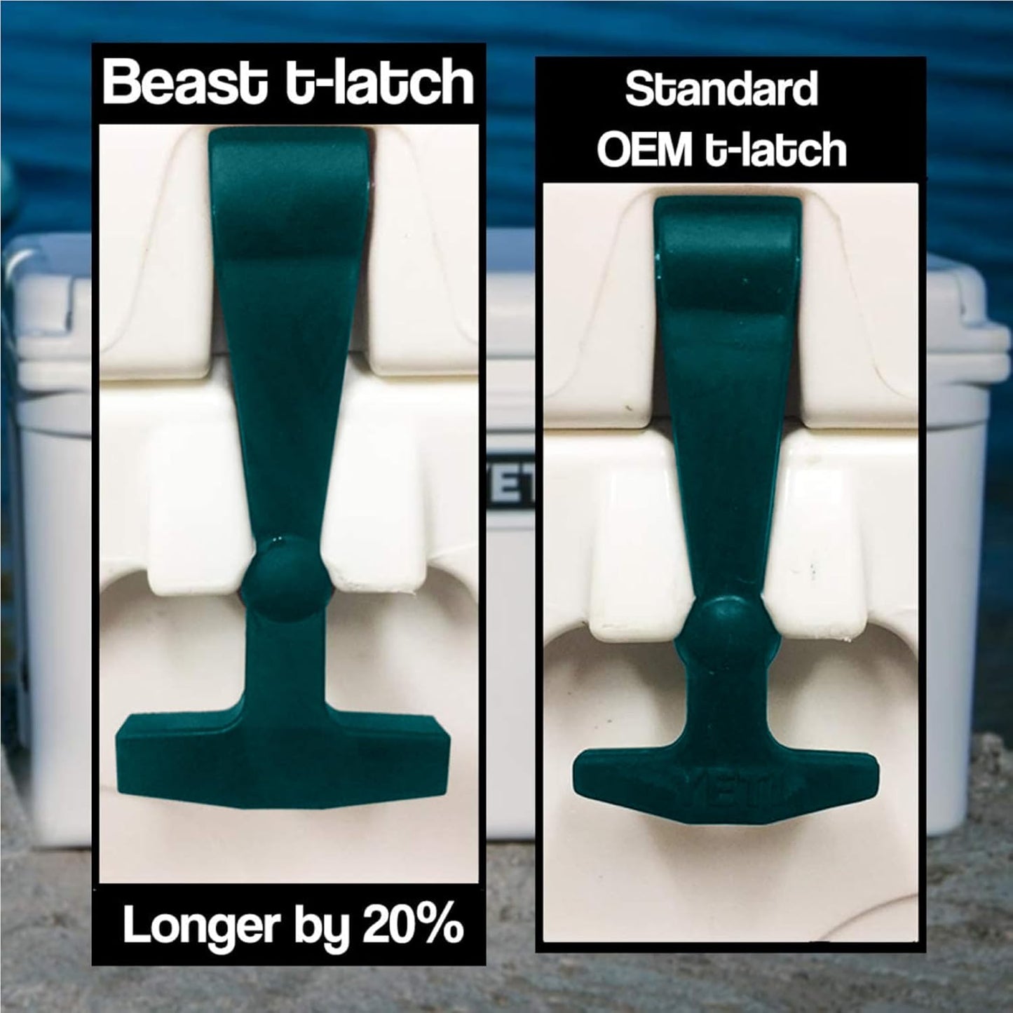 Beast Cooler Accessories 2-Pack Replacement Lid Latches for Yeti and RTIC - Black Rubber, Cooler Latches Replacement for Yeti, RTIC, and More - Hard Handle Grips, 20 Inches