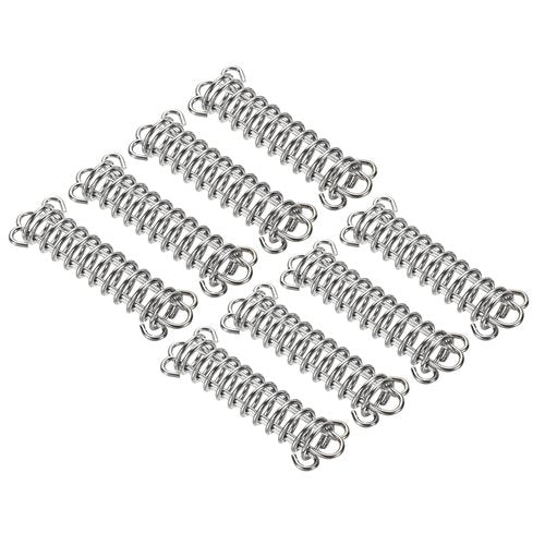 M METERXITY 8 Pack Tent Spring Buckle - Windproof Stainless Steel Rope Tensioner Awning Spring Hook, Apply to Camping Hiking (Silver Tone)