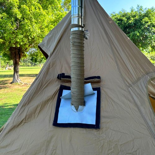 TAISOCA DIY Stove Jack 7.9 * 9inch Hot Tent Stove Jack Stove Jack Kit for Tent Outdoor Stove Jack with Rain Flap