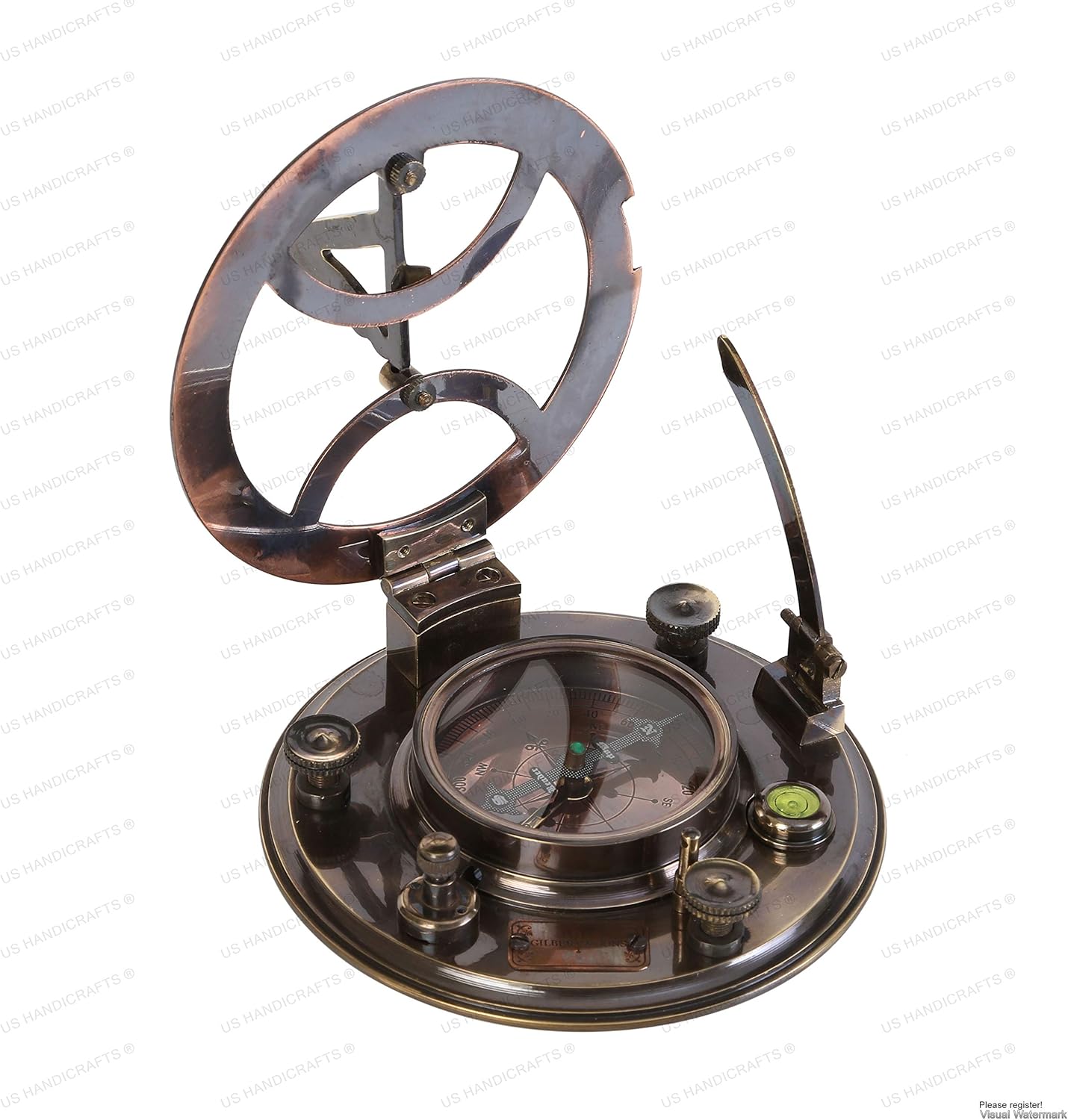 Antique Maritime Decor: Personalized Pocket Sundial Compass - Nautical Decor for Home, for Him, Copper Sailboat Accessories, Engraved Compass Gift