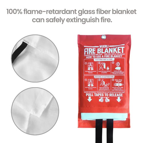 WUERLI Fire Blanket for Home and Kitchen,40" x 40",4 Pack,Emergency Fire Blanket