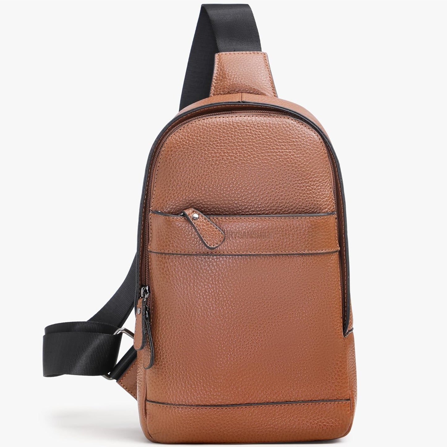 Chrysansmile Sling Bag for Men Genuine Leather Cross Body Bag Mens Crossbody Shoulder Backpack Black Fanny Packs for Travel