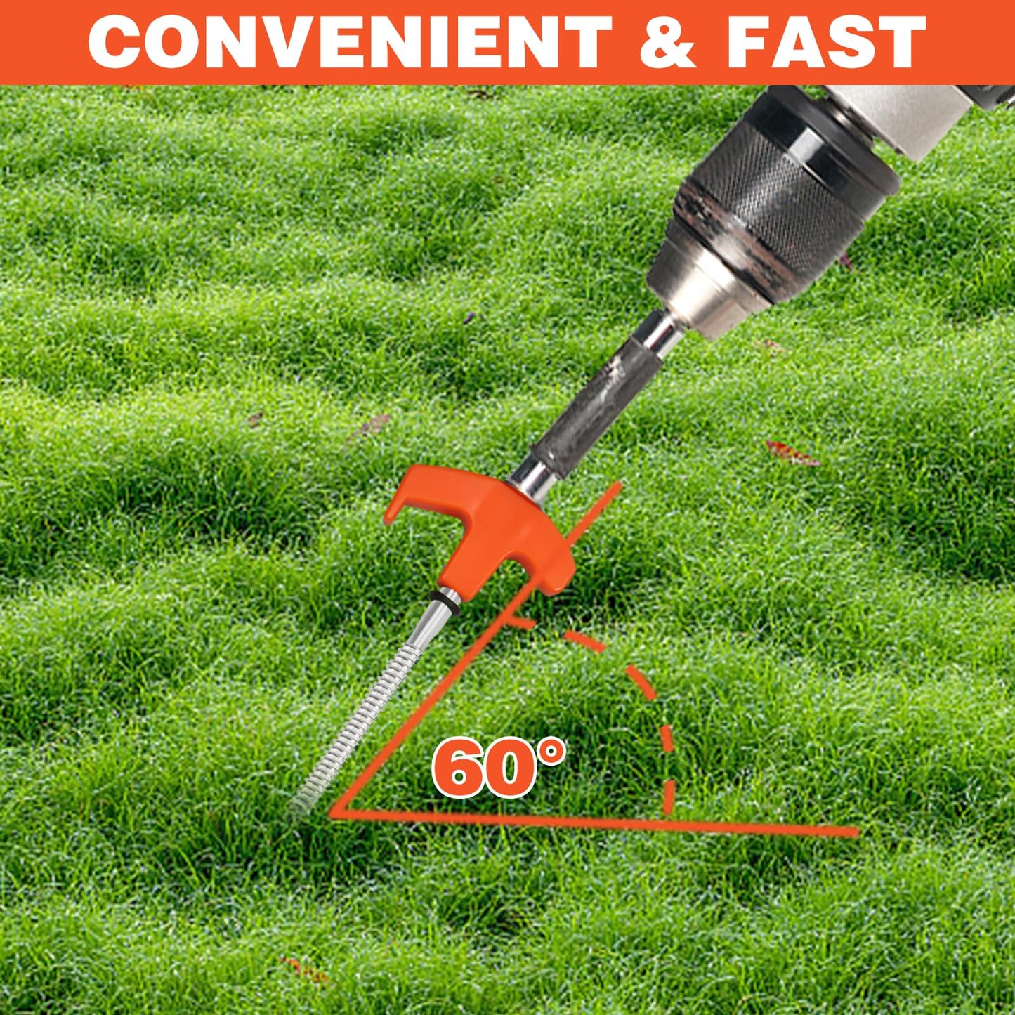 4Pcs Screw in Tent Stakes Heavy Duty, 8" Ground Stakes Ground Anchors Screw in, Metal Screw Tent Stakes Heavy Duty Tent Pegs, Ground Threaded Tent Spikes for Outdoor Camping (Orange)