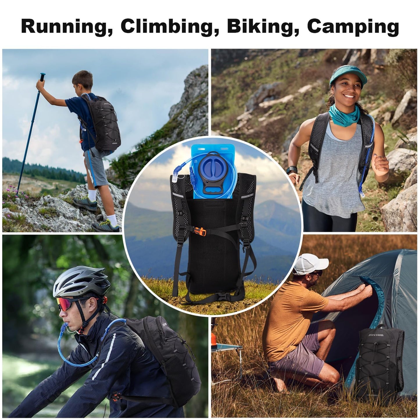 JOYHILL TPU Hydration Bladder,1.5L 2L 3L Water Bladder for Hiking Backpack BPA Free Leak Proof Hydration Pack for Camping Running Biking Hiking (2.0L)