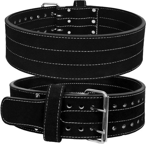 Hawk Sports Double Prong Powerlifting Belt for Men & Women, 10mm Thick, 4" Wide Suede Leather Weightlifting Belt, for Doing Heavy Weight Workouts like Deadlifts & Squats at Full Power - Black, Small