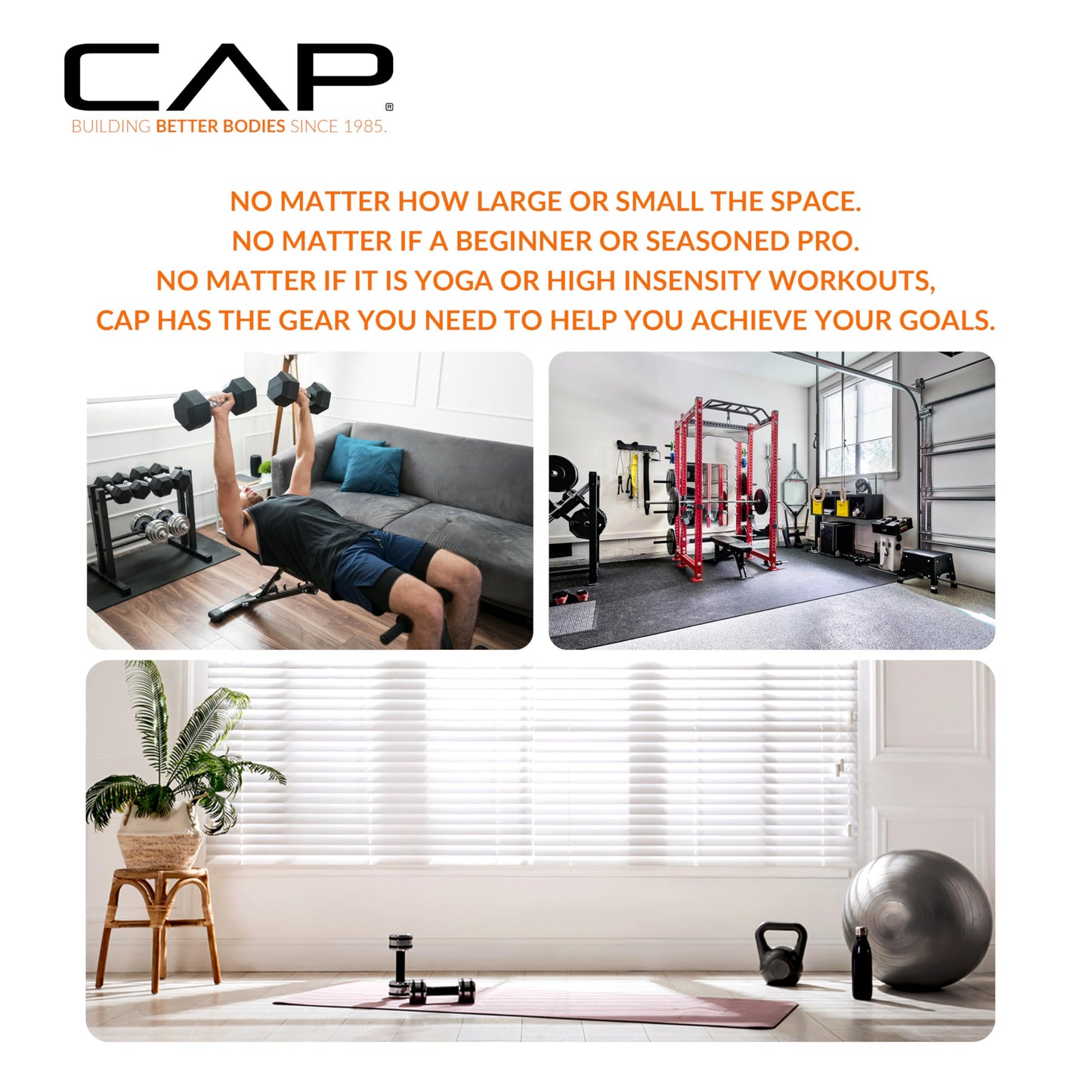 CAP Barbell All Purpose Folding Anti Tear Exercise Training Aerobic Fitness Gym & Gymnastics Balance Mat. 72"L x 24"W x 2"Thick. BLACK