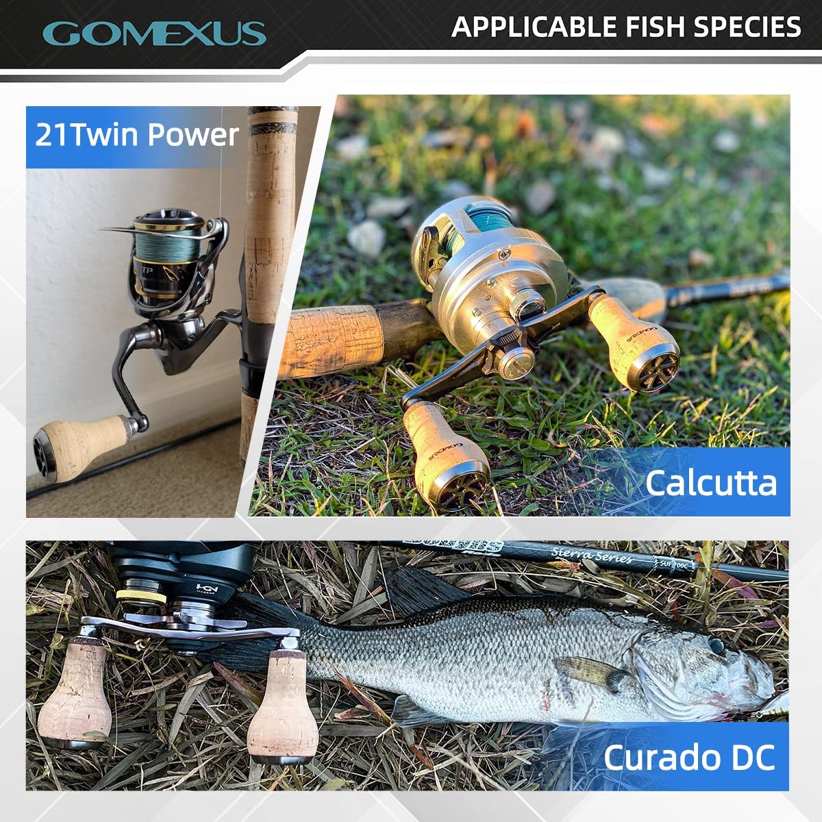 GOMEXUS Power Knob Compatible for Shimano Stradic Tranx Curado SLX Daiwa Tatula Fuego Spinning Baitcasting Reel 27mm Cork