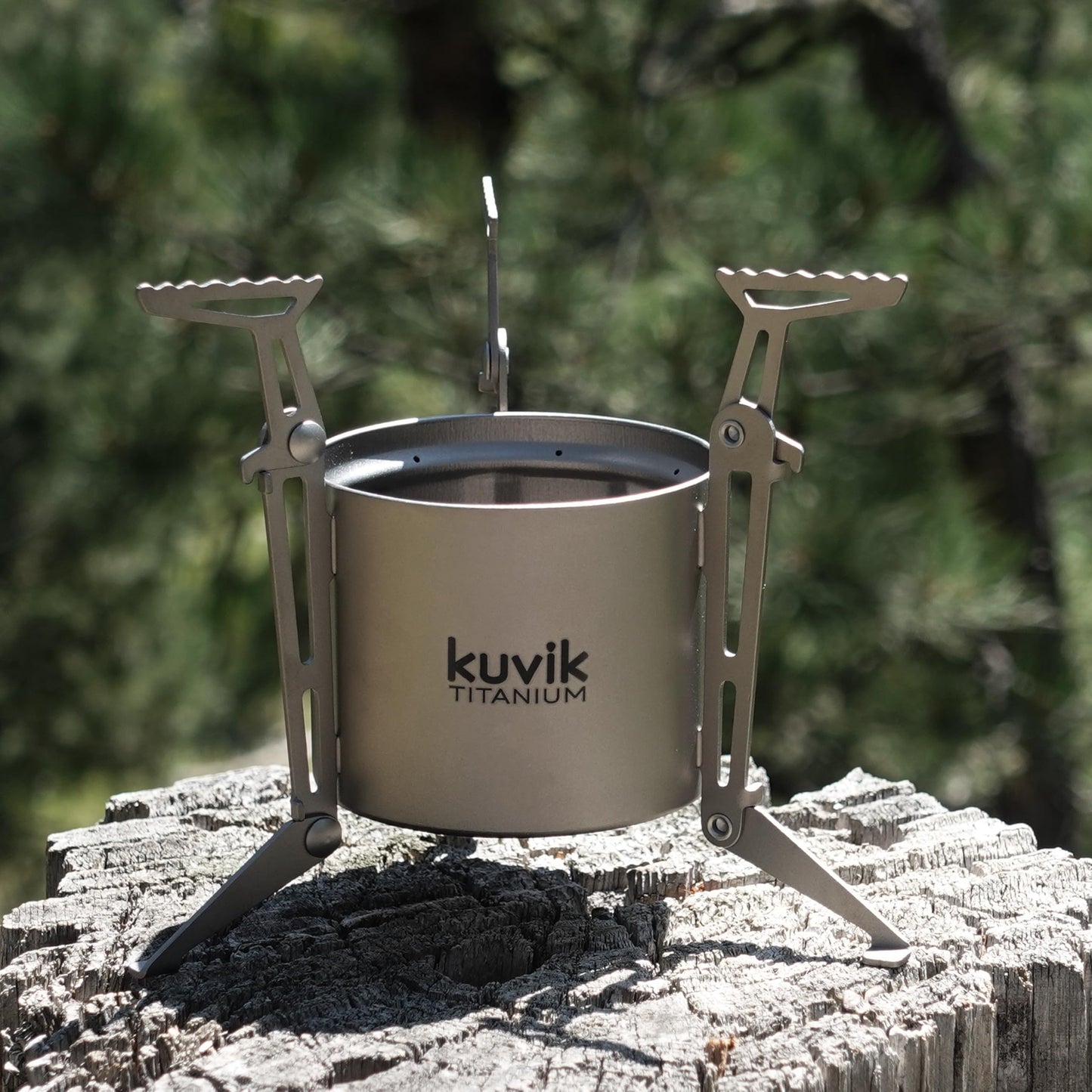 Kuvik Titanium Siphon Alcohol Stove with Folding Legs - Ultralight and Compact Stove for Backpacking, Camping, and Survival