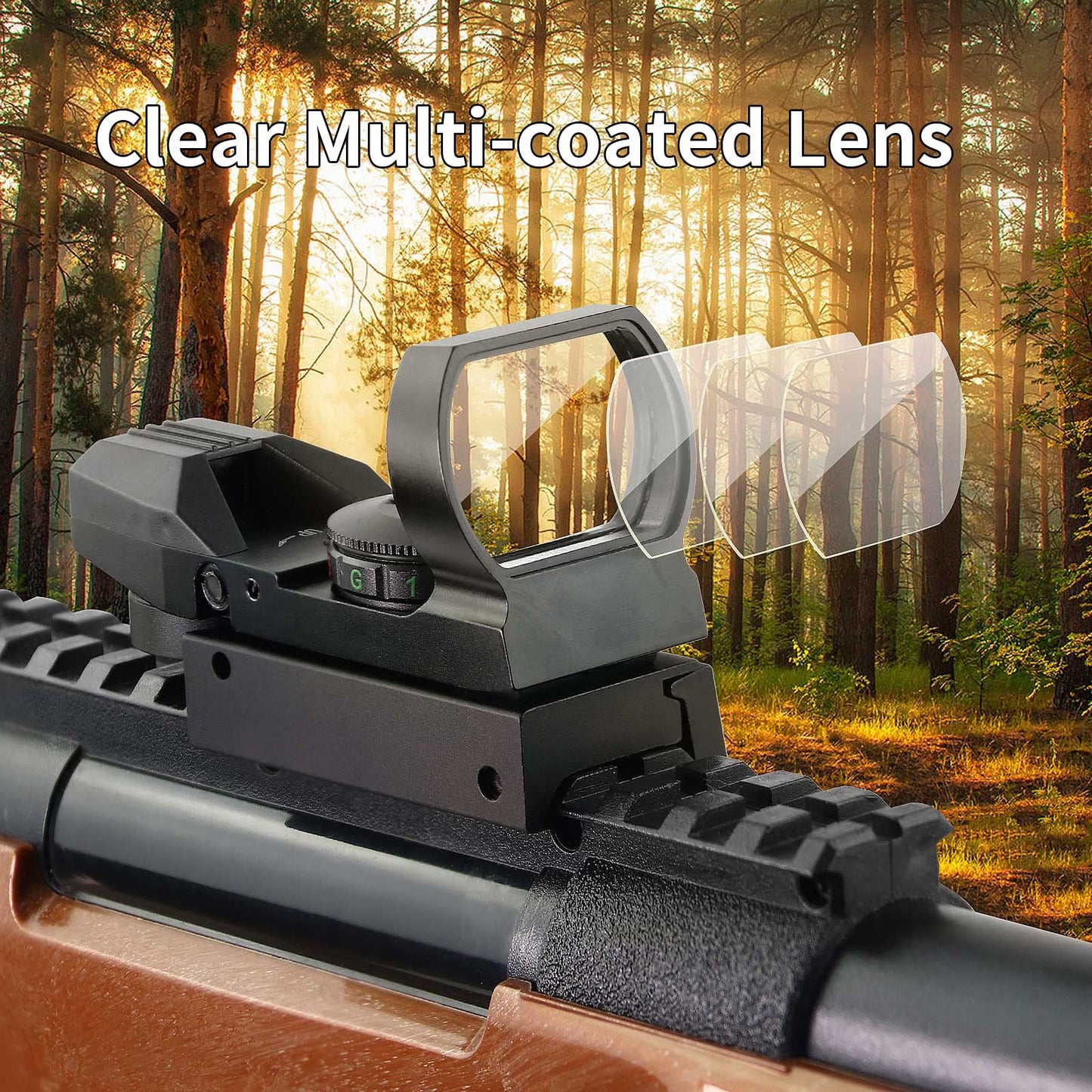 Beileshi Reflex Sight,Adjustable 4 Reticle Styles 5 Brightness Settings Red Green Dot Sight with 20mm Rail Mount