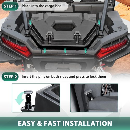 POKIAUTO 55QT Forward Cargo Box for Polaris RZR XP 1000 2024+, UTV Rear Waterproof Bin Bed Storage Box for RZR XP 1000/ XP 4 1000 Sport/Premium/Ultimate 2024 2025 Accessories, Replace #2884525